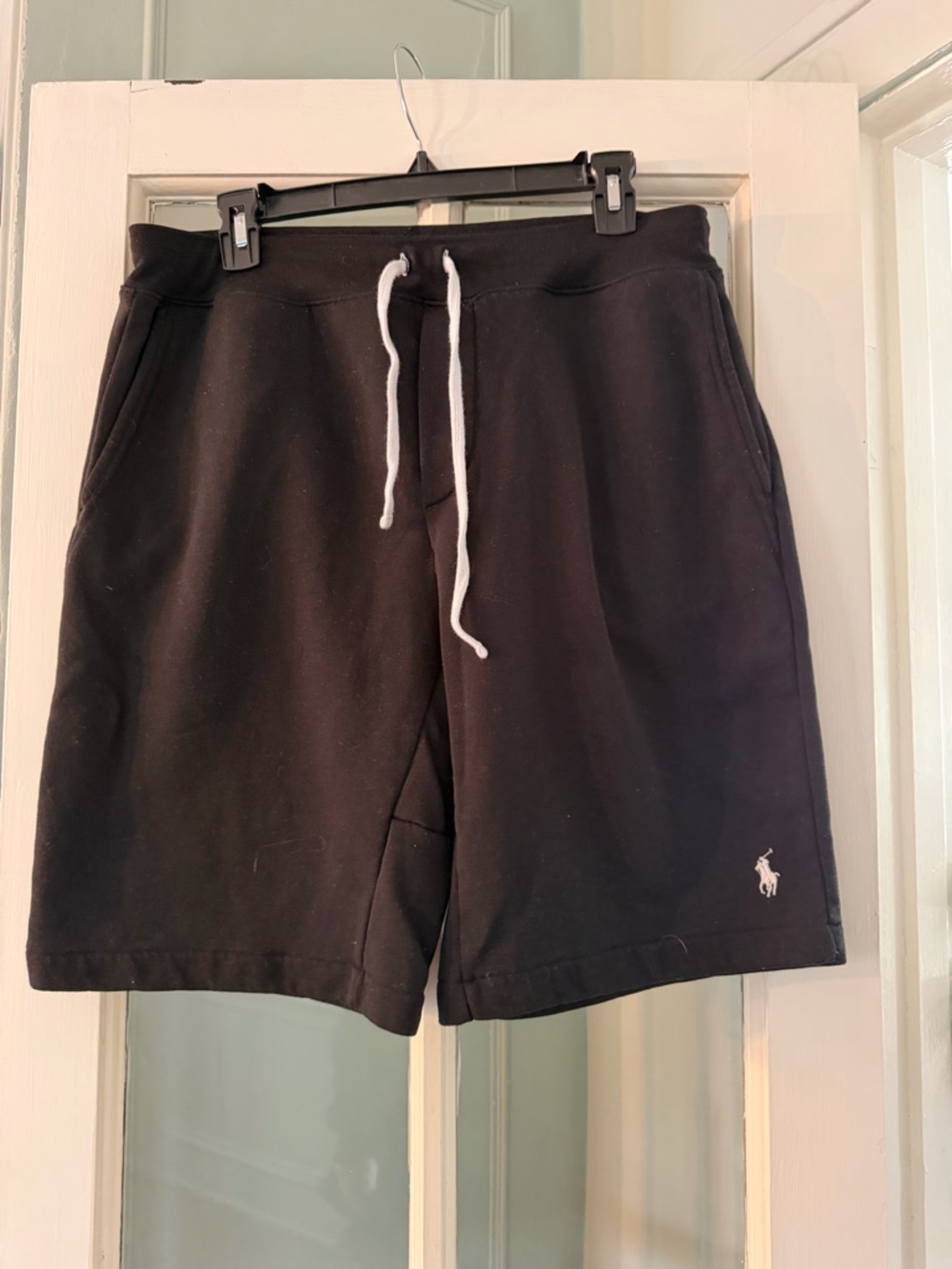 Polo by Ralph Lauren Black Terry Drawstring Shorts with White Logo